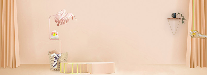 简约暖色渐变立体空间洗护家居日用C4D海报背景