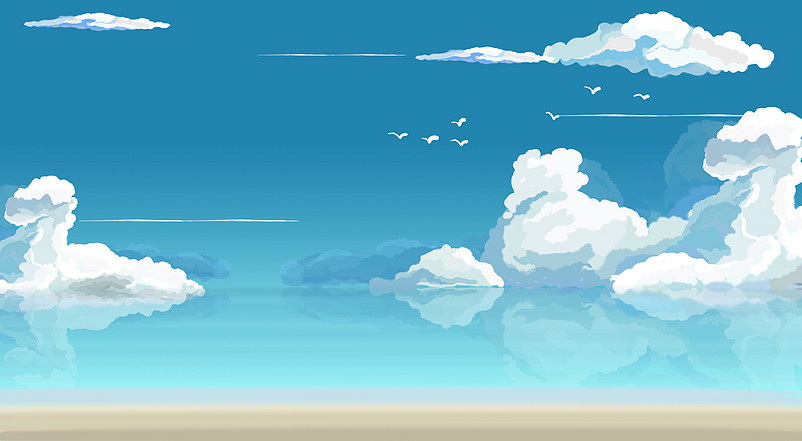 夏天蓝色天空海滩沙滩度假大海背景