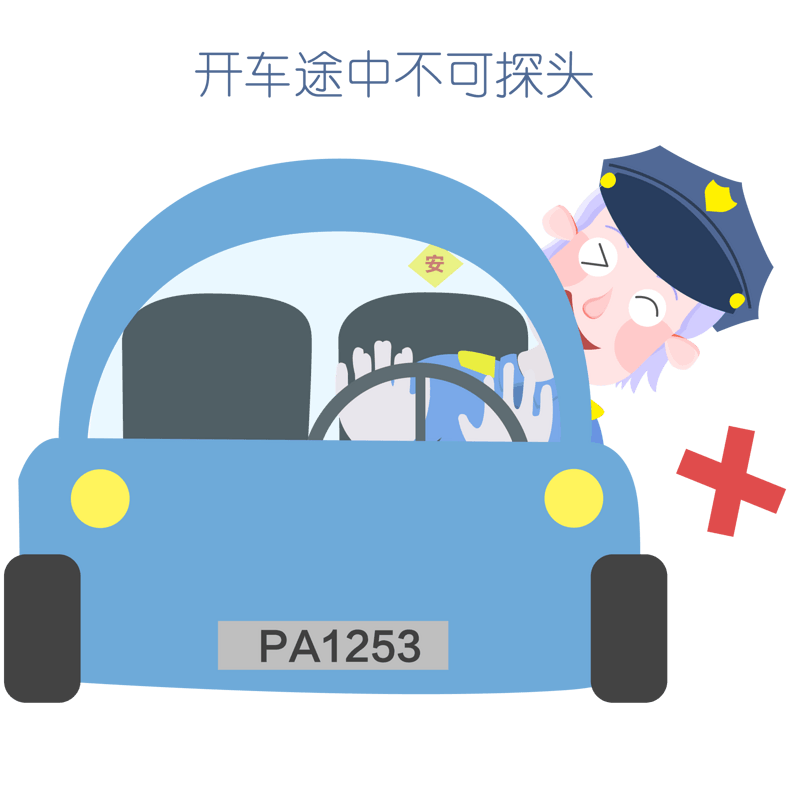 安全教育表情包开车途中不可探头