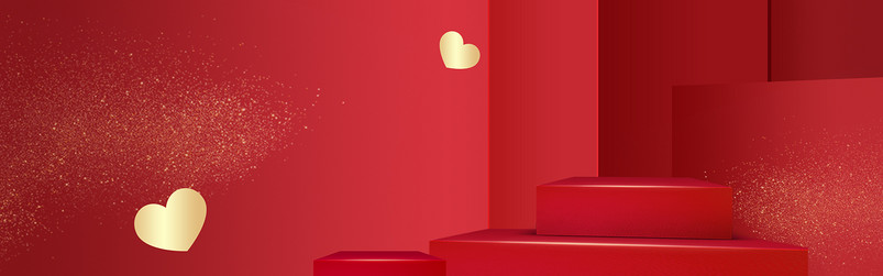 红色立体空间产品展台化妆品护肤品海报背景