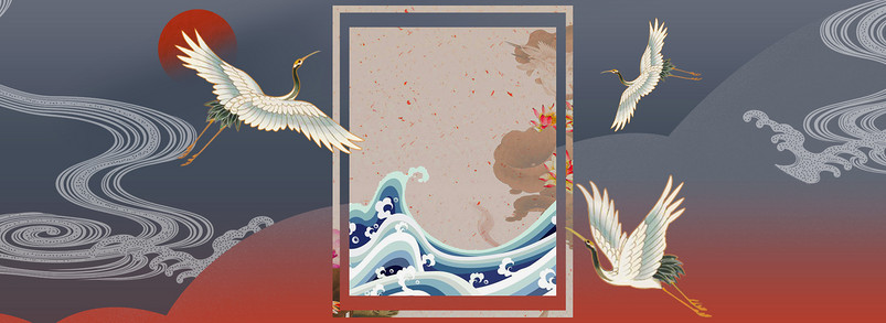 深蓝色古风国潮风汉服女装服装海报背景