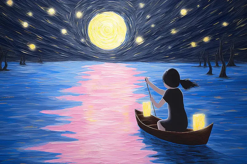 线圈女孩背景插画