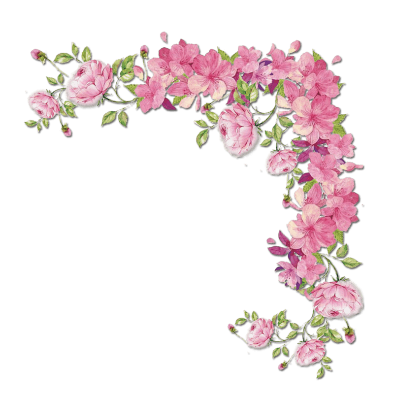 唯美清新水墨半圆花环