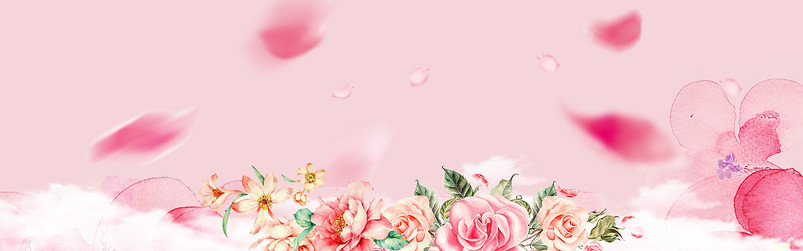 粉红色花瓣装饰鲜花园艺海报背景