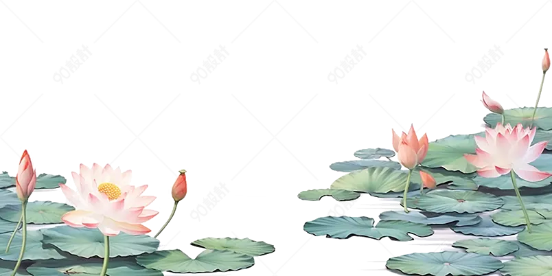 绿色荷叶连连池塘插画元素