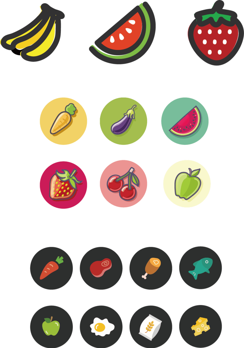 蔬菜水果圆形图标icon矢量