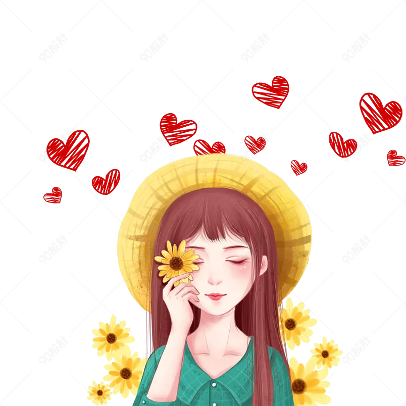 大气简约七夕情人节红色大气插画