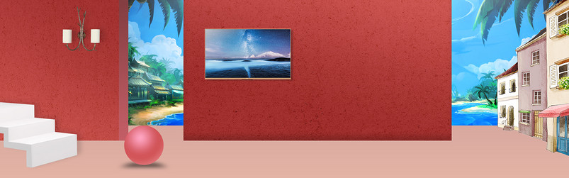 红色质感装饰街景电视墙海报背景