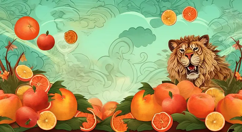 桌面上的水果糖果零食插画背景