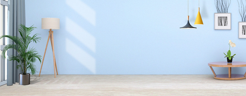 蓝色清爽简约大气家居海报