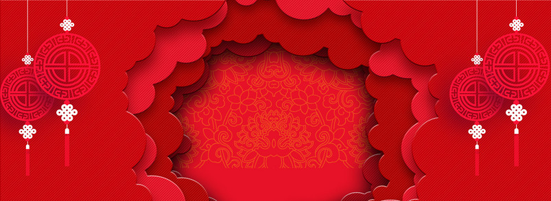 中国风立体大红色过年氛围海报背景