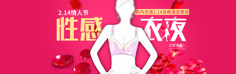 时尚情人节妇女节内衣文胸套装海报