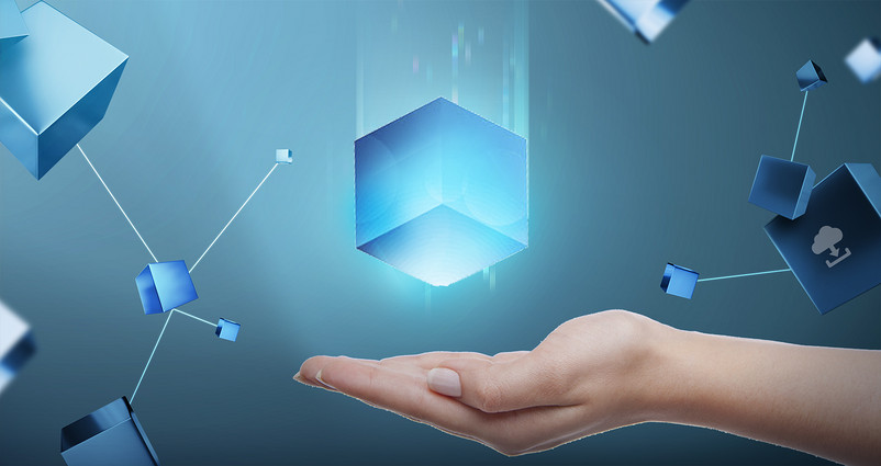 科技区域链手捧着方块banner