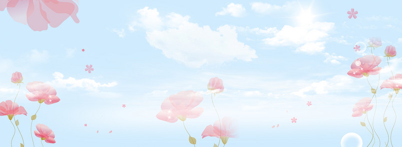 简约清新波斯菊鲜花植物拼接banner