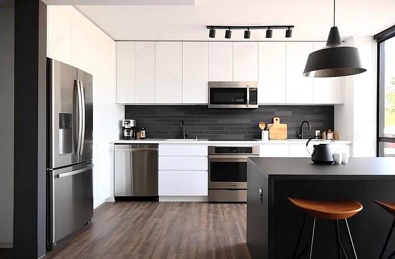 黑白轻奢装修独特设计造型房屋背景图片