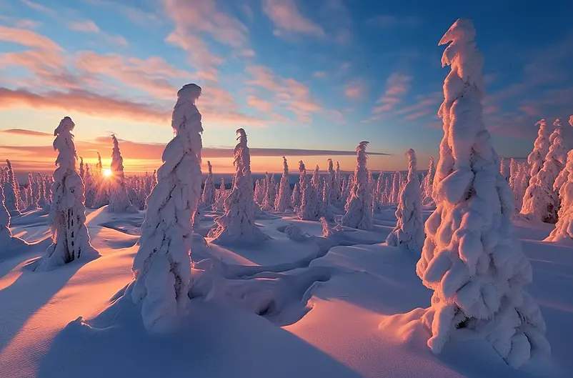 白雪覆盖的全景天空