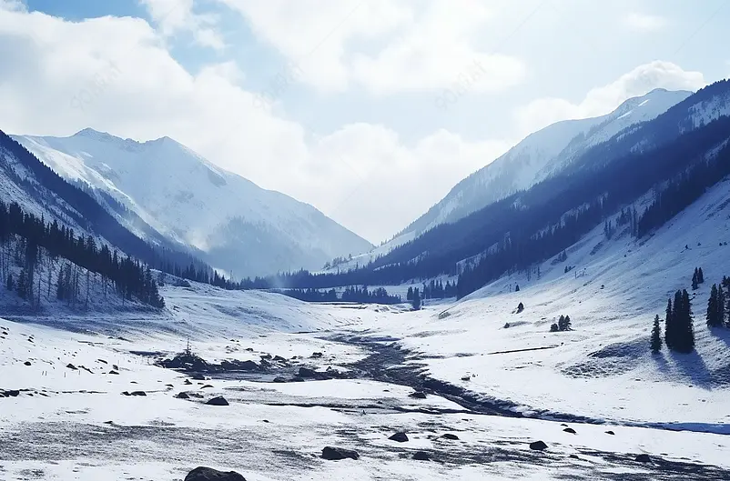 新疆禾木村雪景风光