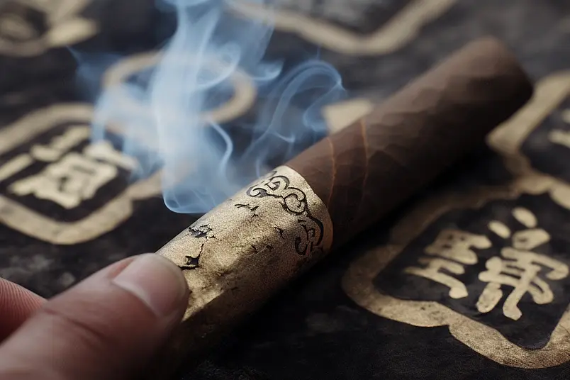 手拿着正在燃烧的艾条东方医学传统中医