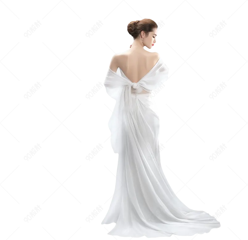 优雅气质的白色婚纱礼服女孩