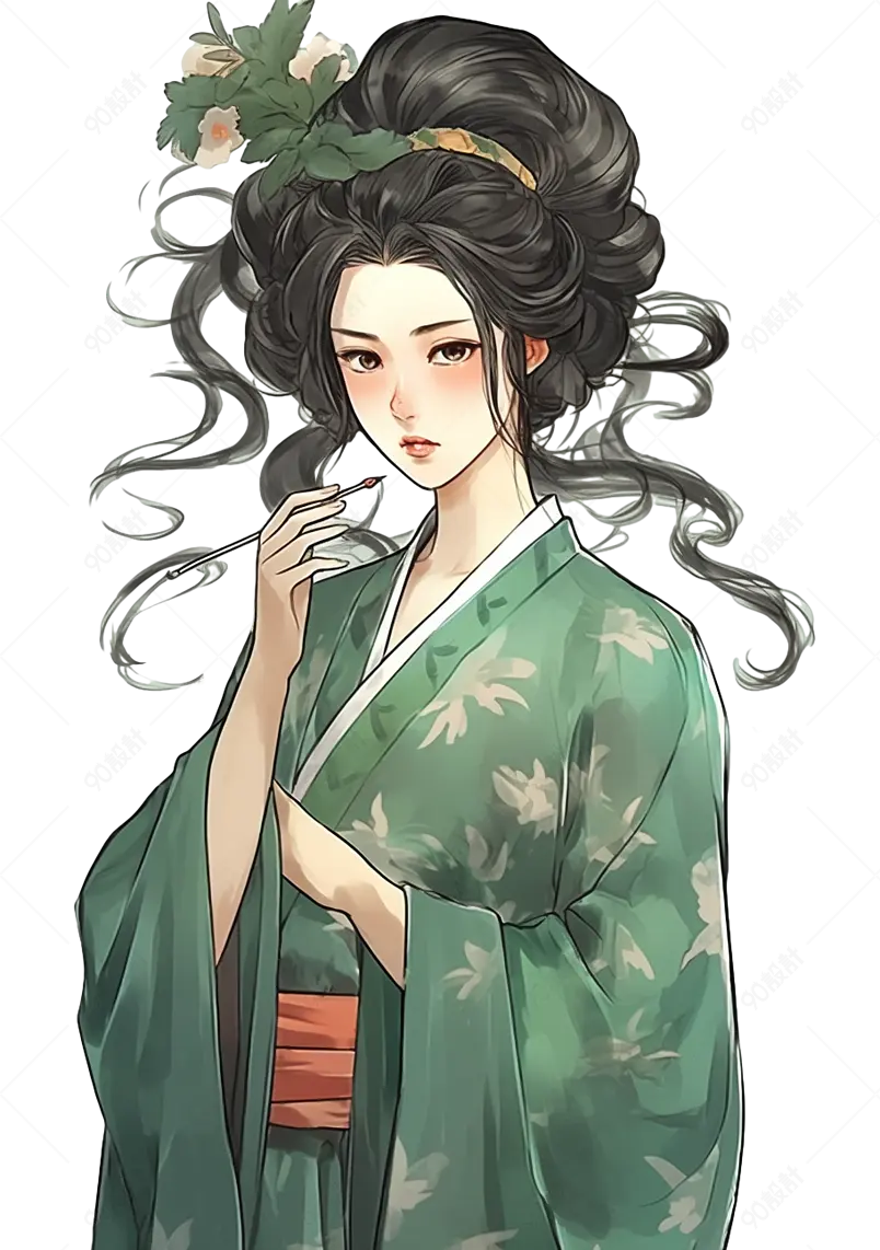 手绘古风女性元素设计