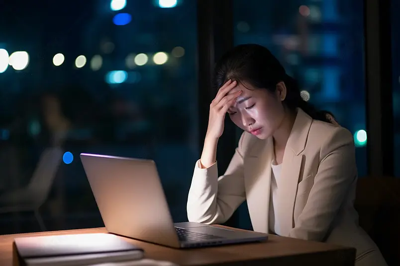 商务女士办公室加班辛苦工作