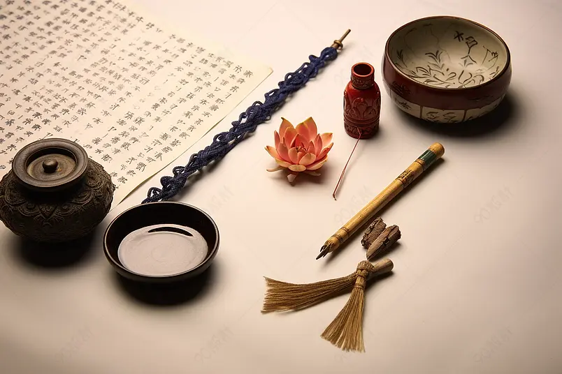 古风摄影书法作品用具组合