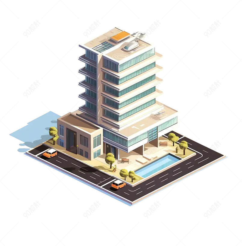 卡通可爱白底免抠城市建筑