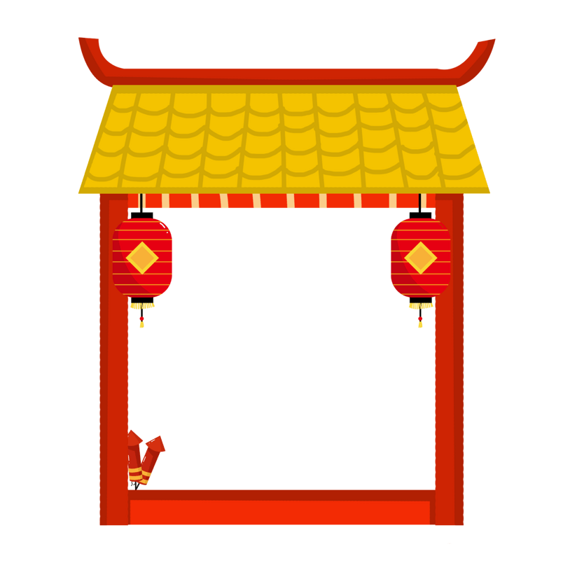 新年灯笼边框插画