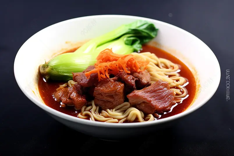 中餐红烧牛肉面绿色蔬菜健康传统美食