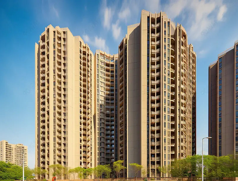 现代小区高楼大厦建筑楼体摄影背景