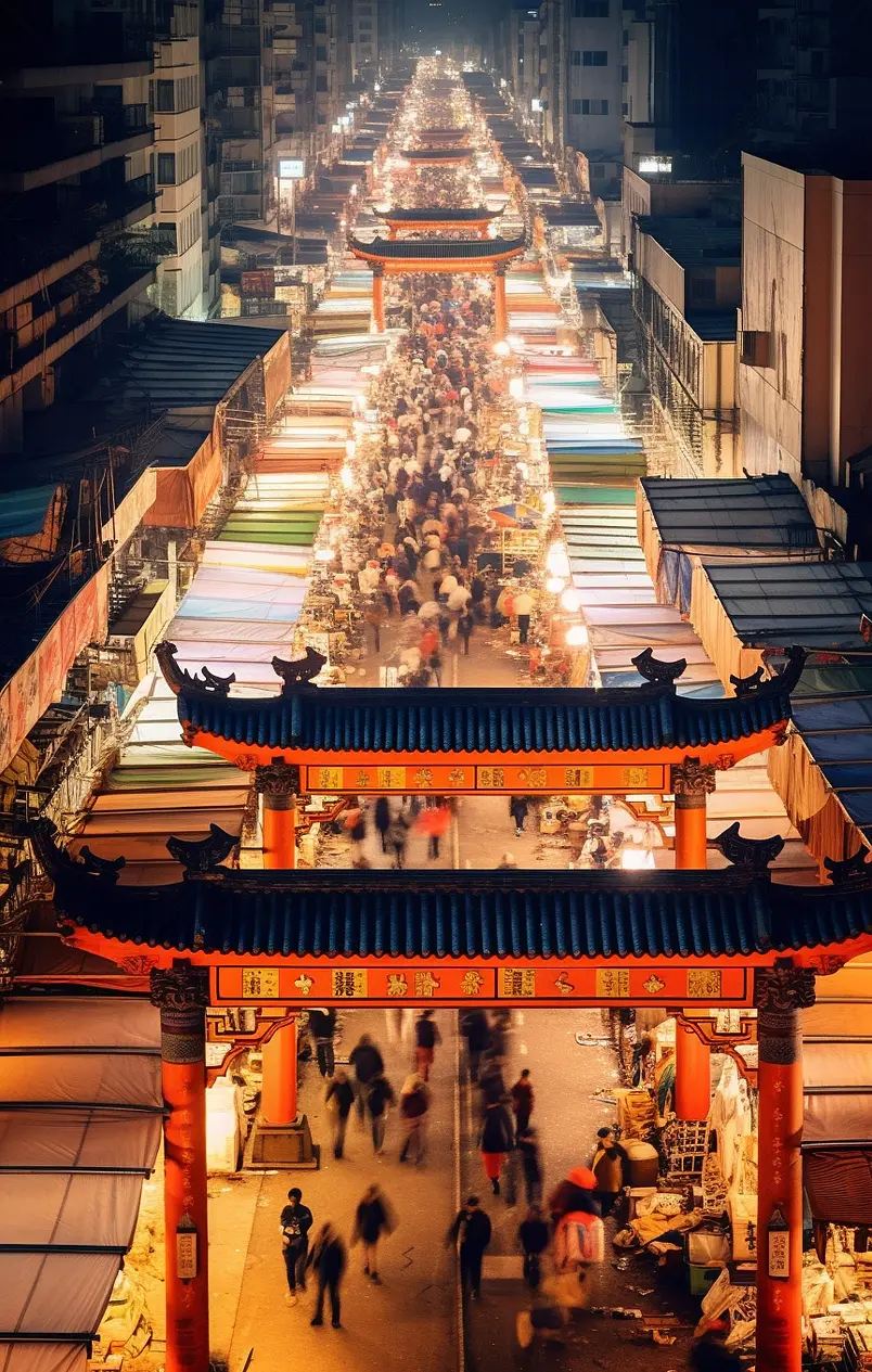 壮丽街道夜景人流拍摄