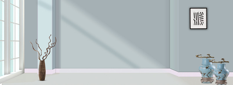 浅蓝色时尚ins风简约家居背景海报