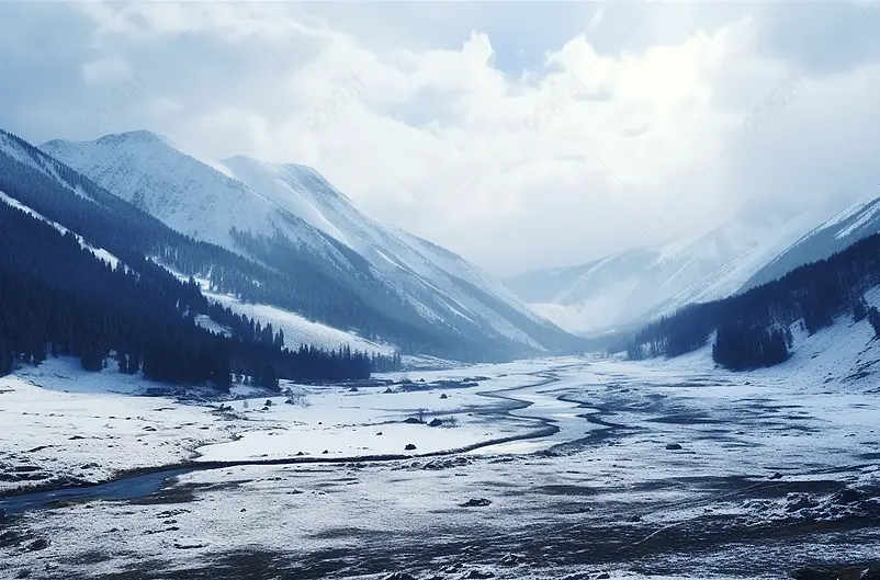 新疆禾木村雪景风光