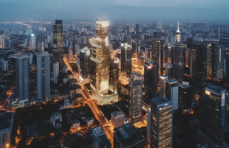 清晰的摄影图高清的图片海报设计背景广告设计素材元素城市建筑夜景航拍高楼大厦