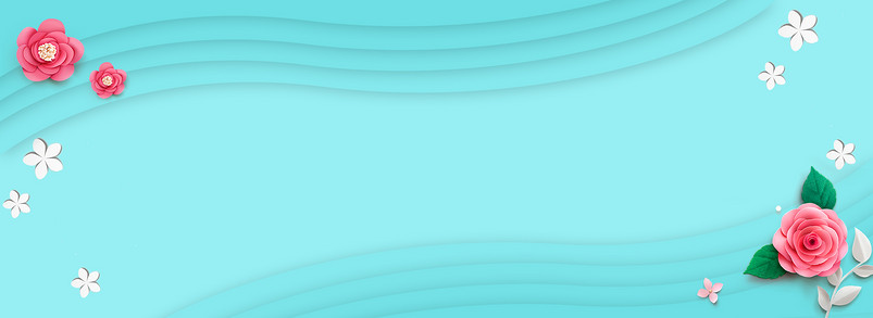 小清新花朵曲线tiffany蓝色背景