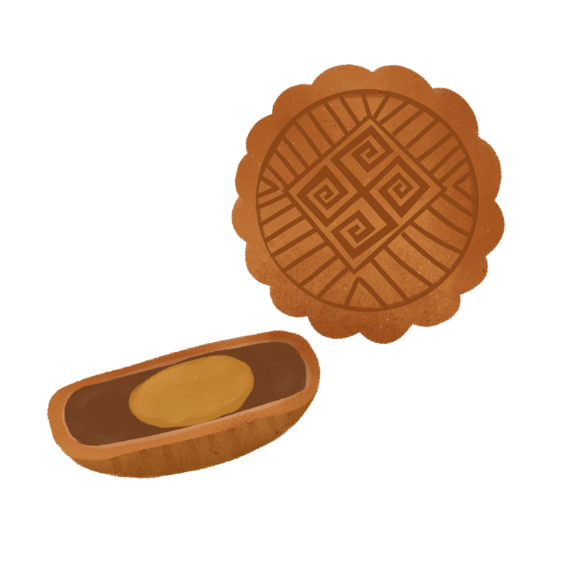 中秋月饼团圆蛋黄手绘中秋节