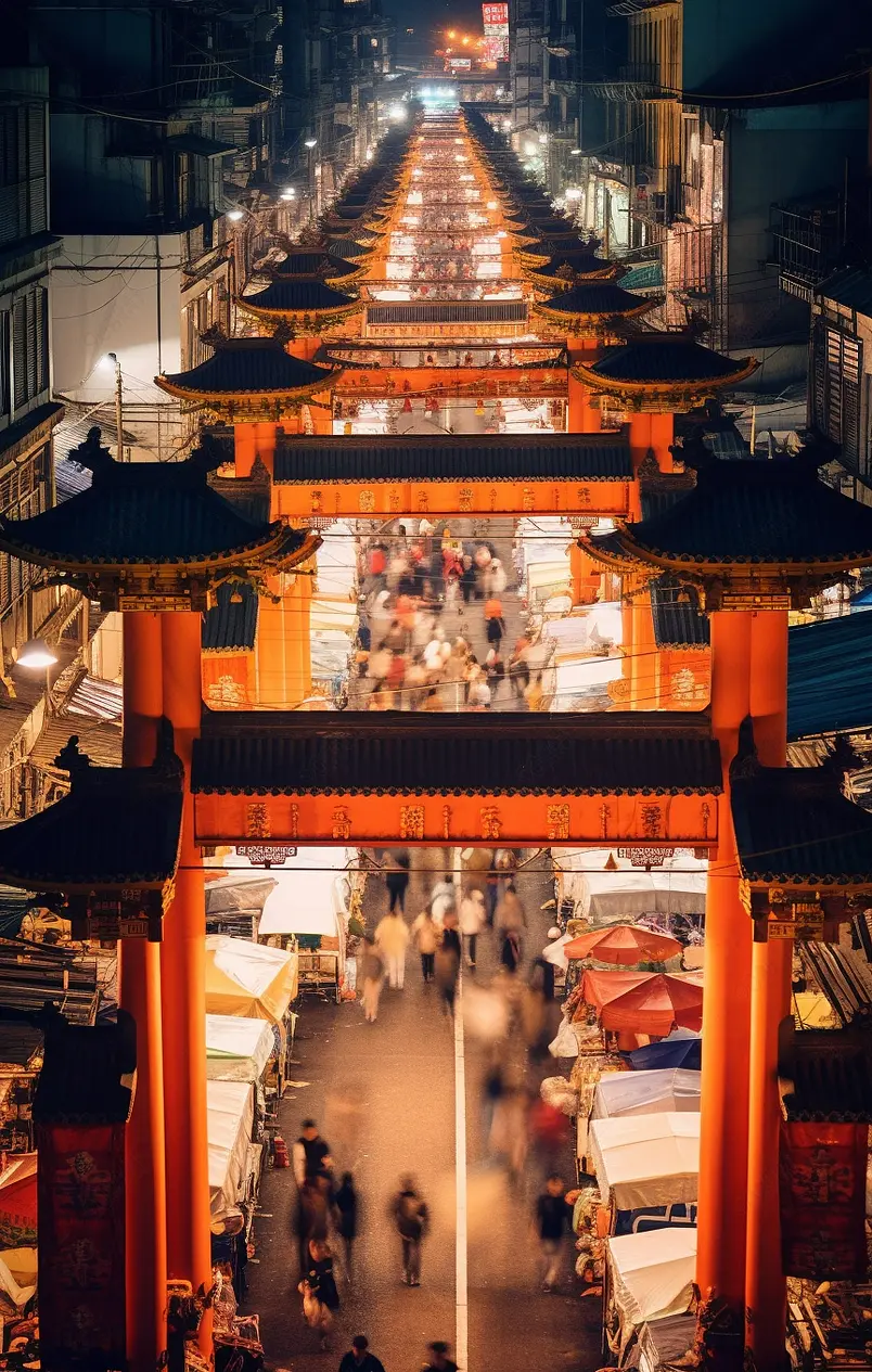 壮阔街道夜景人流拍摄