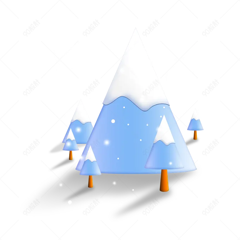 下雪的冬天海报背景插图、雪山、树