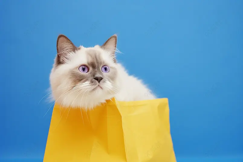 钻纸袋子的猫