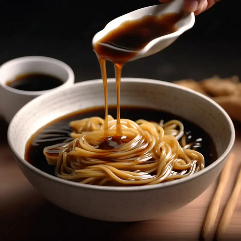 面条圆碗调料酱汁筷子实拍