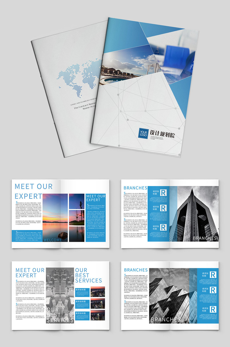 蓝白设计感强烈大气通用企业宣传画册
