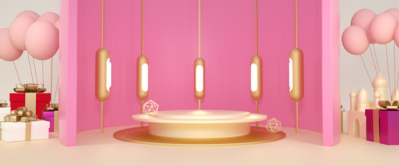 粉色时尚甜蜜风格c4D珠宝海报