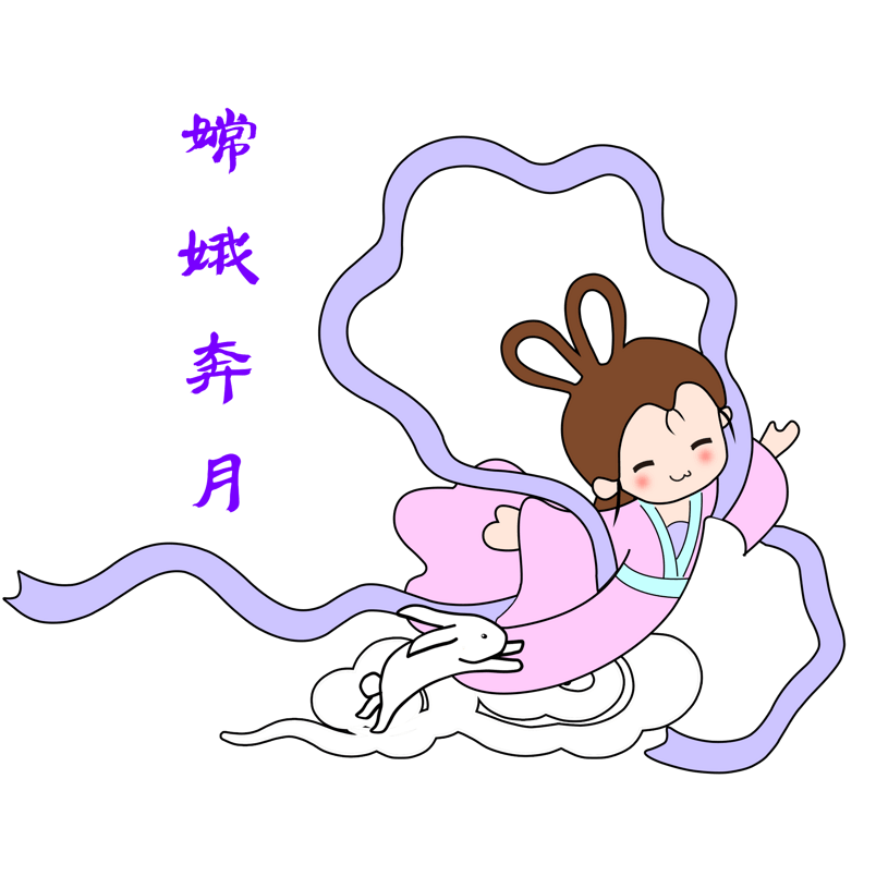 中秋节卡通手绘嫦娥奔月动作表情包