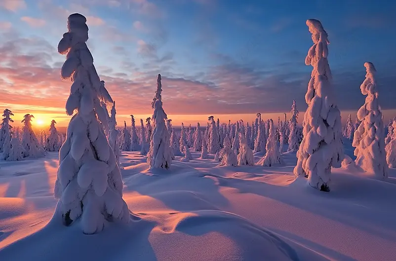 白雪覆盖的全景天空