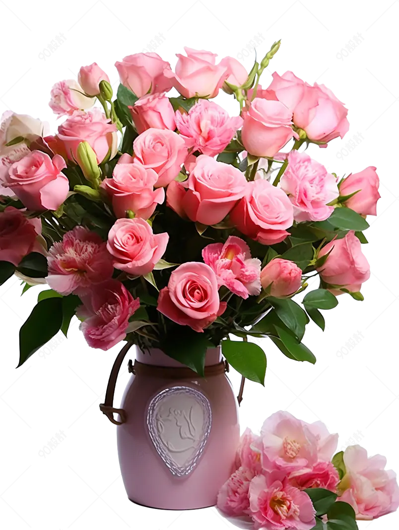 
粉色实拍花朵花束月季玫瑰摄影元素