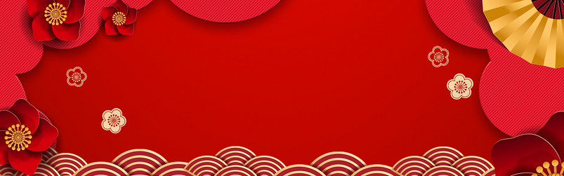 大红色剪纸风格装饰边框秋冬女装海报背景