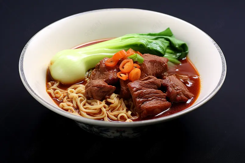 中餐红烧牛肉面绿色蔬菜健康