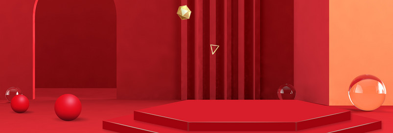 红色产品展台手机耳机3c海报背景