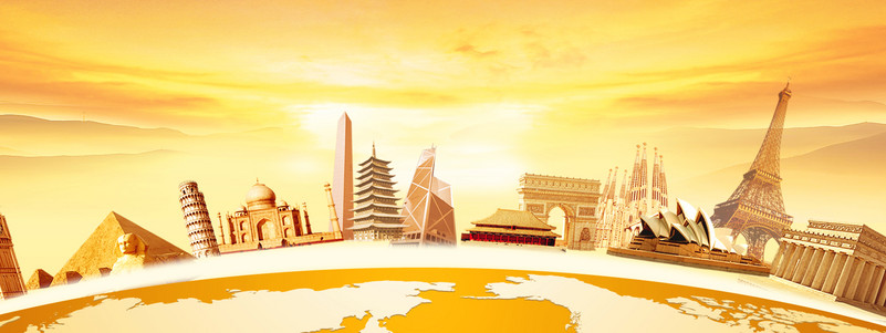 黄色旅游扁平沙漠banner
