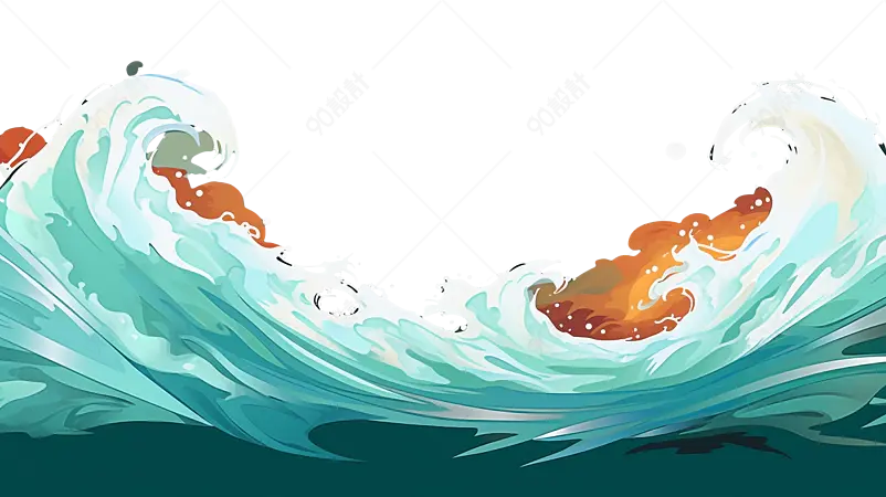 绿色海浪浪花水花纹理元素
